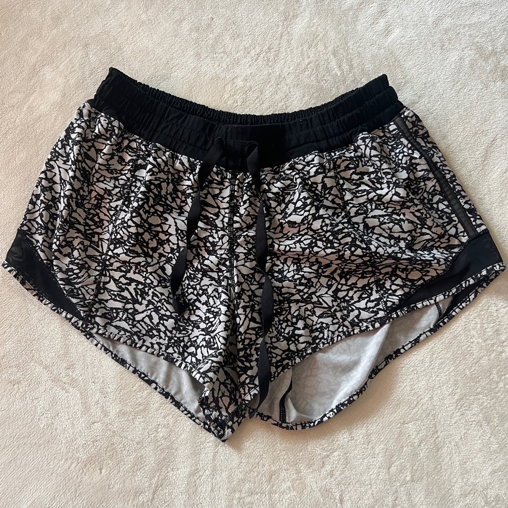 lululemon athletica Black and White Patterned Athletic Shorts